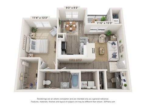 a floor plan of a 1 bedroom floor plan